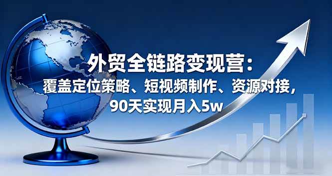 (16173期)外贸全链路变现营:覆盖定位策略、短视频制作、资源对接,90天实现月入5w-九才资源网