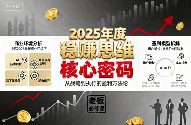 2025年度稳賺思维老板创业营,拆解2025年新商业环境下,企业实现持续盈利的核心密码-九才资源网