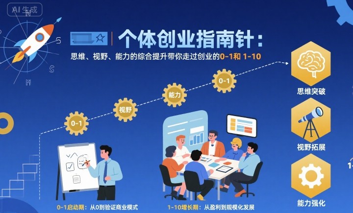 个体创业指南针,思维、视野、能力的综合提升带你走过创业的0-1和1-10【音频】-九才资源网