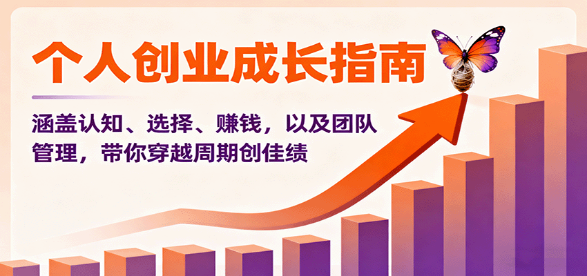 个人创业成长指南:涵盖认知、选择、赚钱,以及团队管理,带你穿越周期创佳绩-九才资源网