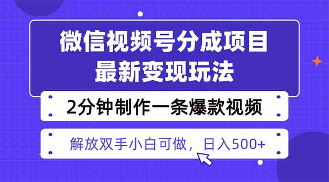 (16246期)视频号分成最新玩法,两天暴力起号变现1500+,爆款视频制作只需要2分钟…-九才资源网