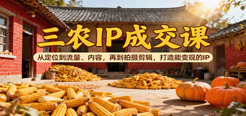 三农IP成交课:从定位到流量、内容,再到拍摄剪辑,打造能变现的IP-九才资源网