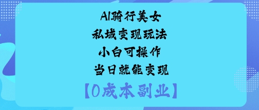 AI骑行美女私域变现玩法小白可操作当日就能变现-九才资源网
