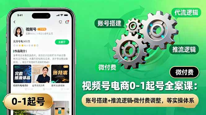 (16262期)视频号电商0-1起号全案课:账号搭建+推流逻辑+微付费调整,等实操体系-九才资源网