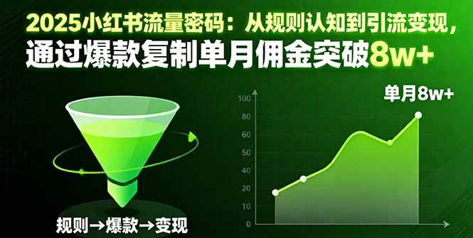 (16257期)2025小红书流量密码:从规则认知到引流变现,通过爆款复制单月佣金突破8w+-九才资源网