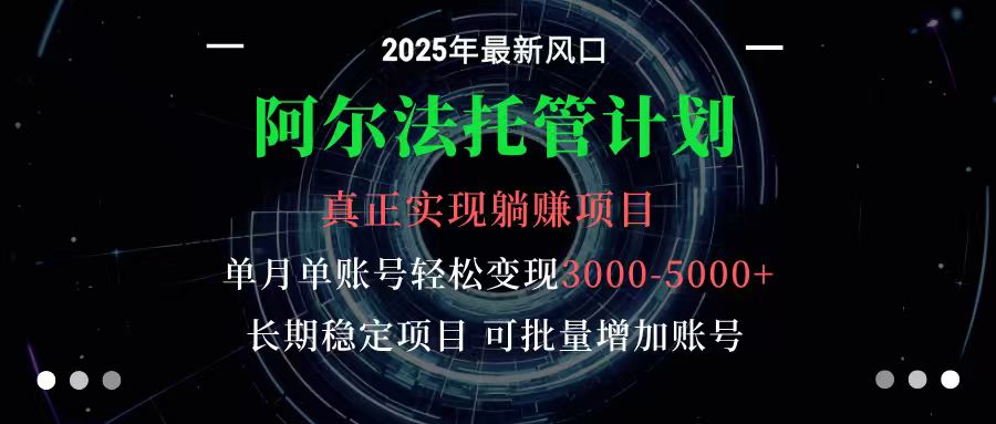 阿尔法托管计划 单账号月入3000-5000,长期稳定项目,新手小白轻松上手-九才资源网