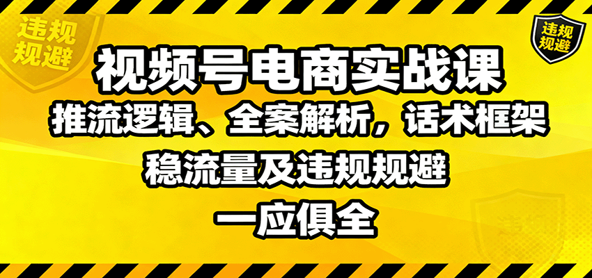 视频号电商实战课:推流逻辑、全案解析,话术框架,稳流量及违规规避等-九才资源网