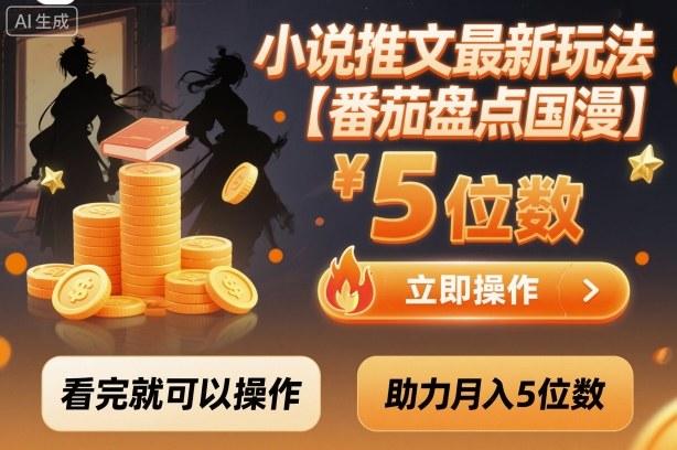 小说推文最新玩法,助力月入5位数【番茄盘点国漫】玩法,看完就可以操作-九才资源网