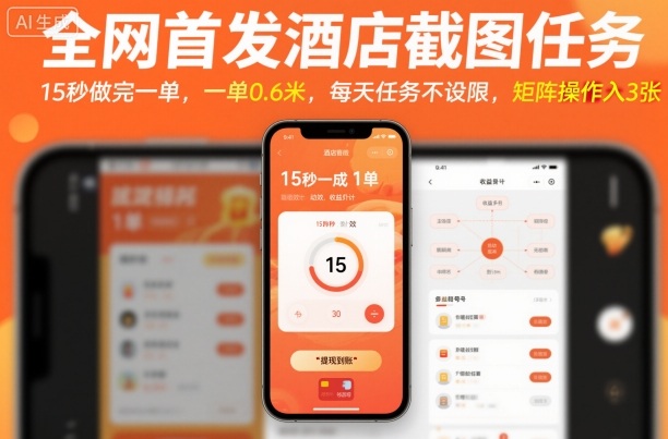 全网首发酒店截图任务,15秒做完一单,一单0.6米,每天任务不设限,矩阵操作日入3张【揭秘】-九才资源网