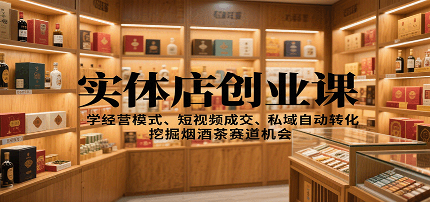 实体店创业课:学经营模式、短视频成交、私域自动转化,挖掘烟酒茶赛道机会-九才资源网