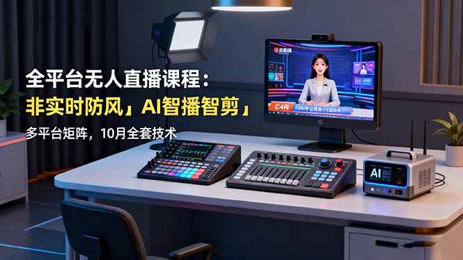 (16279期)全平台无人直播课程:非实时防风+AI智播智剪+多平台矩阵,10月全套技术-九才资源网