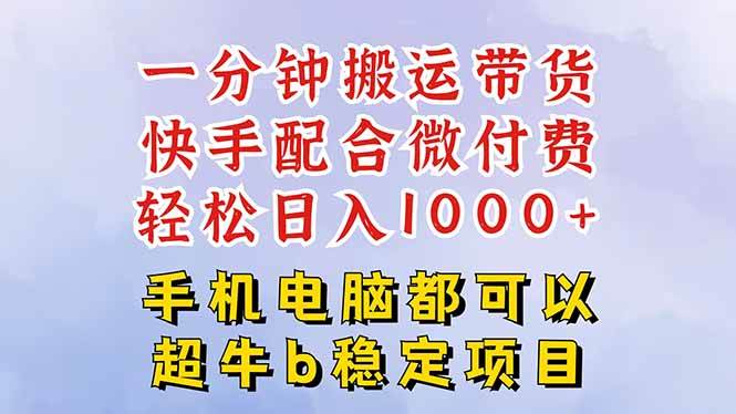 (16285期)快手黑科技一分钟搬运带货,一刀不剪过原创,微付费投流玩法,轻松日入…-九才资源网