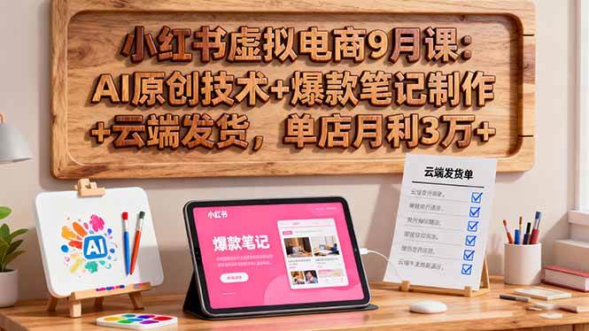 (16287期)小红书虚拟电商9月课:AI原创技术+爆款笔记制作+云端发货,单店月利3万+-九才资源网
