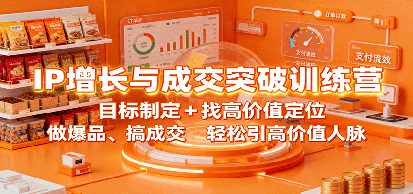IP增长与成交突破训练营:目标制定+找高价值定位,做爆品、搞成交,轻松引高价值人脉-九才资源网