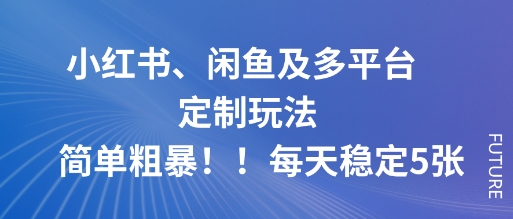 小红书、闲鱼及多平台定制玩法简单粗暴!每天稳定5张-九才资源网