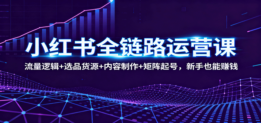 小红书全链路运营课:流量逻辑+选品货源+内容制作+矩阵起号,新手也能赚钱-九才资源网