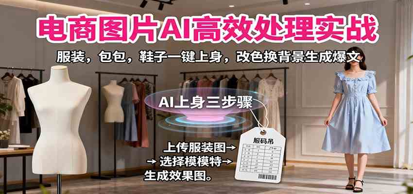 电商图片AI高效处理实战,服装,包包,鞋子一键上身,改色换背景生成爆文-九才资源网