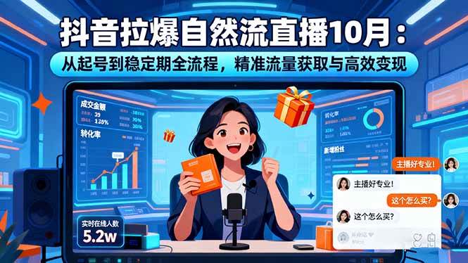 (16339期)抖音拉爆自然流直播10月:从起号到稳定期全流程,精准流量获取与高效变现-九才资源网