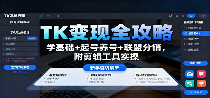 TK变现全攻略:学基础+起号养号+联盟分销,附剪辑工具实操-九才资源网