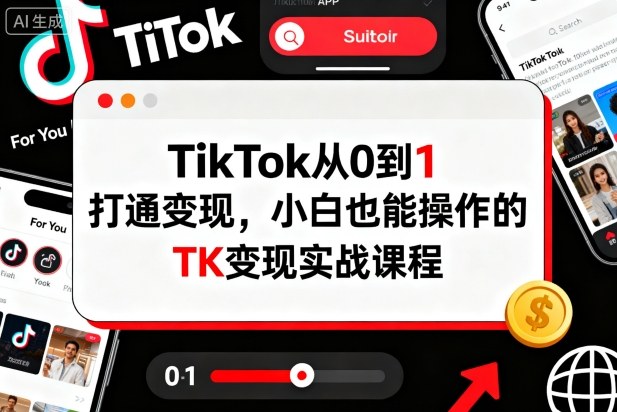 TikTok从0到1打通变现,小白也能操作的TK变现实战课程-九才资源网