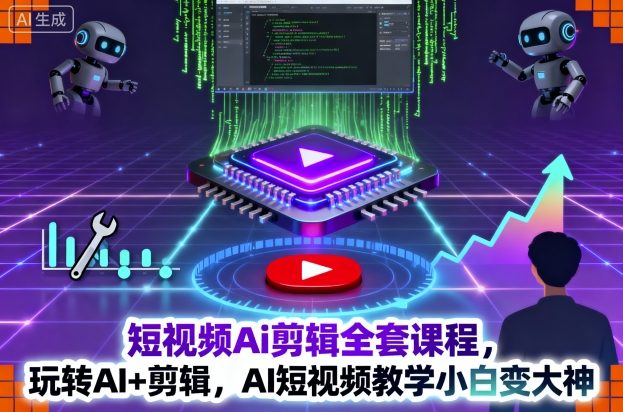 短视频Ai剪辑全套课程,玩转AI+剪辑,AI短视频教学小白变大神-九才资源网