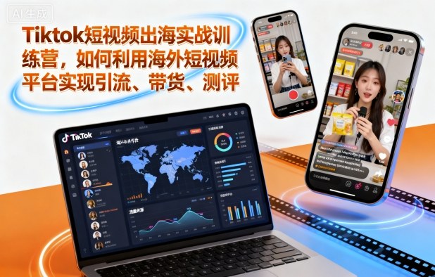 Tiktok短视频出海实战训练营,如何利用海外短视频平台实现引流、带货、测评-九才资源网