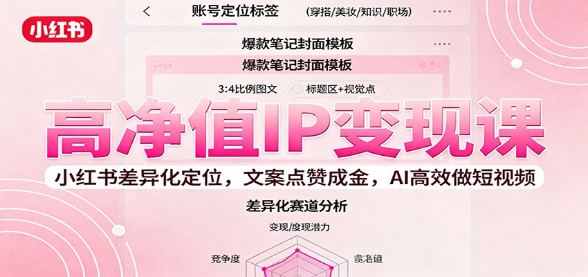 高净值IP变现课:小红书差异化定位,文案点赞成金, AI高效做短视频-九才资源网