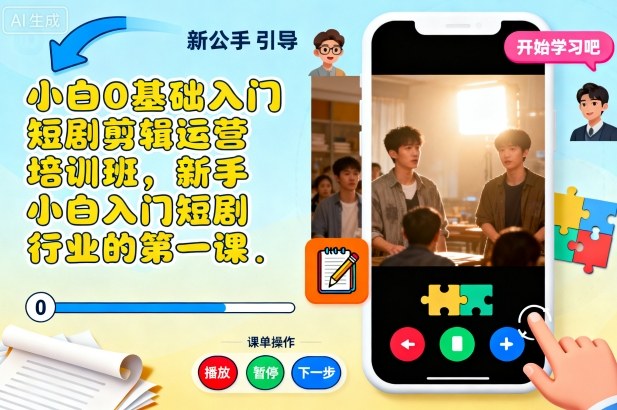 小白0基础入门短剧剪辑运营培训班,新手小白入门短剧行业的第一课-九才资源网