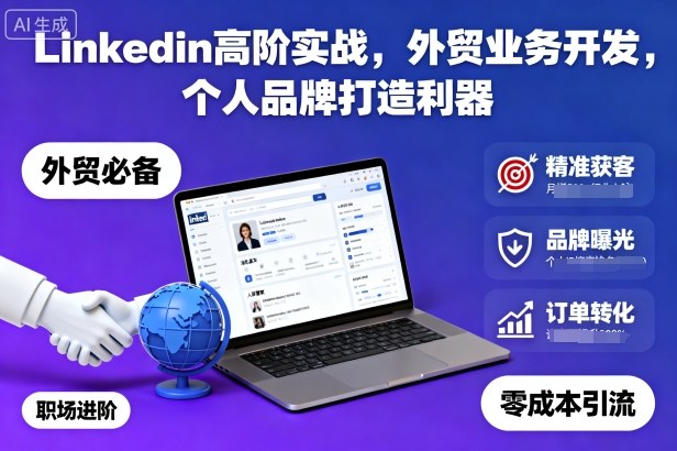 Linkedin高阶实战,外贸业务开发,个人品牌打造利器-九才资源网