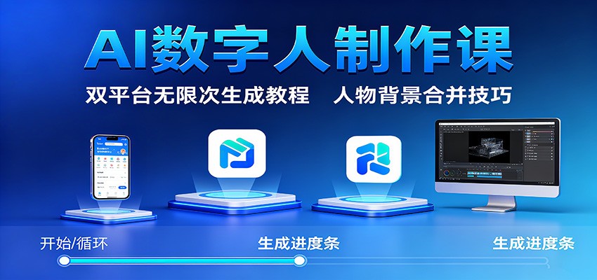 AI数字人制作课:双平台无限次生成教程,人物背景合并技巧-九才资源网