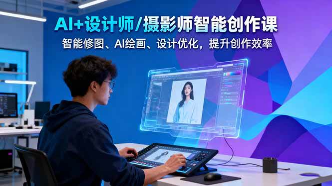 (16398期)AI+设计师/摄影师智能创作课:智能修图、AI绘画、设计优化,提升创作效率-九才资源网