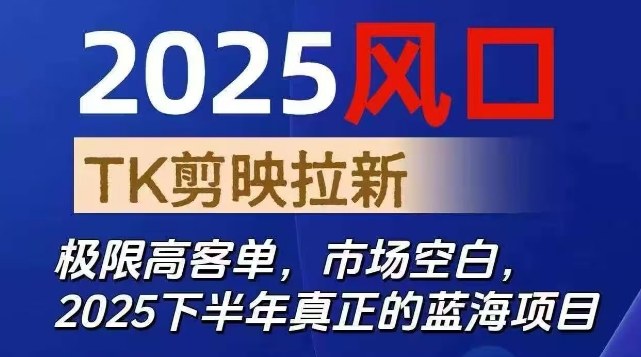 2025风口TK剪映capcut拉新项目,极限高客单,市场空白,2025下半年真正的蓝海项目-九才资源网
