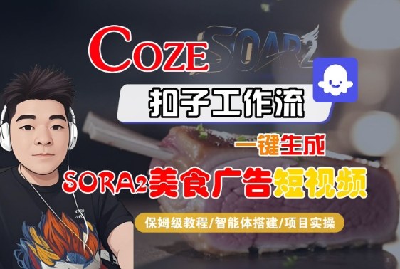 Coze扣子智能体工作流一键生成“SORA2美食广告“短视频,全流程保姆级教学-九才资源网