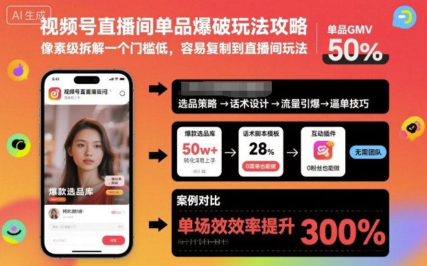 视频号直播间单品爆破玩法攻略,像素级拆解一个门槛低,容易复制到直播间玩法-九才资源网
