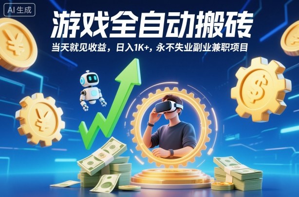 游戏全自动搬砖,当天就见收益,日入1K+,永不失业副业兼职项目【揭秘】-九才资源网