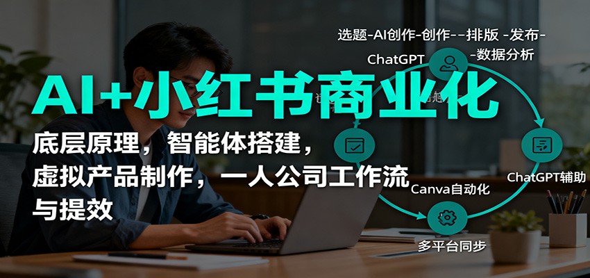 AI+小红书商业化,底层原理,智能体搭建,虚拟产品制作,一人公司工作流与提效-九才资源网