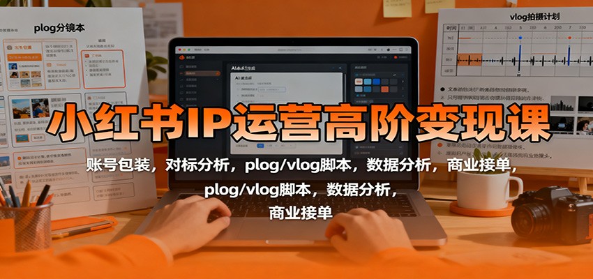 小红书IP运营高阶变现课:账号包装,对标分析,plog/vlog脚本,数据分析,商业接单-九才资源网
