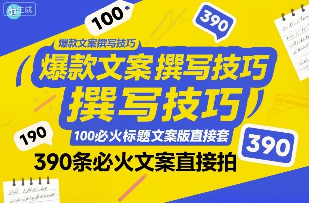 爆款文案撰写技巧,100个必火标题文案模版直接套,390条必火文案直接拍-九才资源网