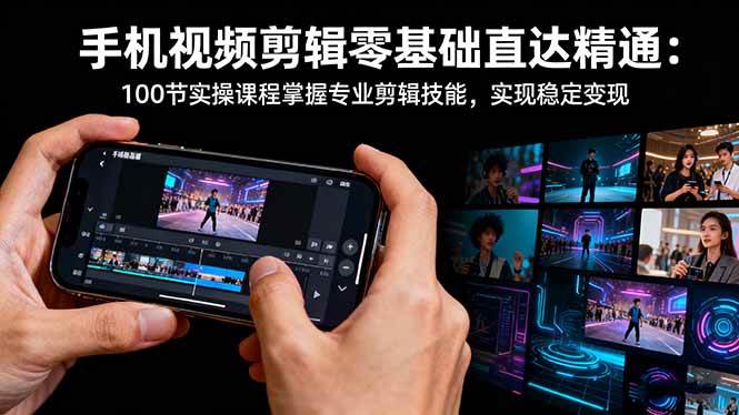 (16466期)手机视频剪辑零基础直达精通:100节实操课程掌握专业剪辑技能,实现稳…-九才资源网