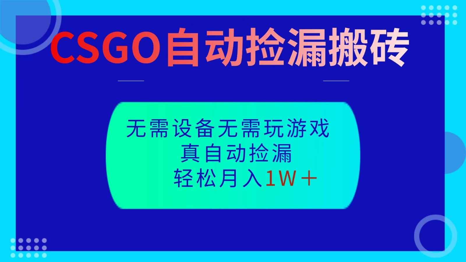 CSGO自动捡漏搬砖,当天操作当天见结果,无需了解游戏,包教包会包落地-九才资源网