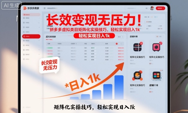长效变现无压力!拼多多虚拟类目矩阵化实操技巧,轻松实现日入1k【揭秘】-九才资源网