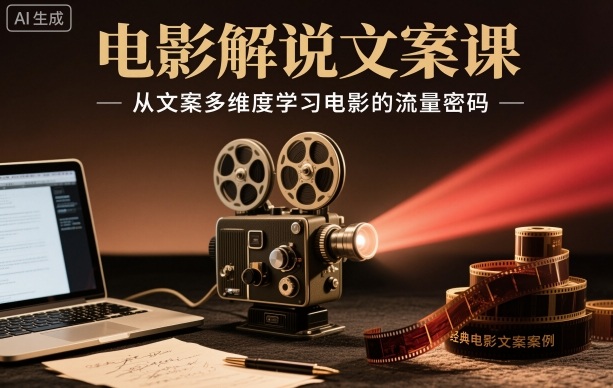 电影解说文案课,从文案多维度学习电影的流量密码-九才资源网