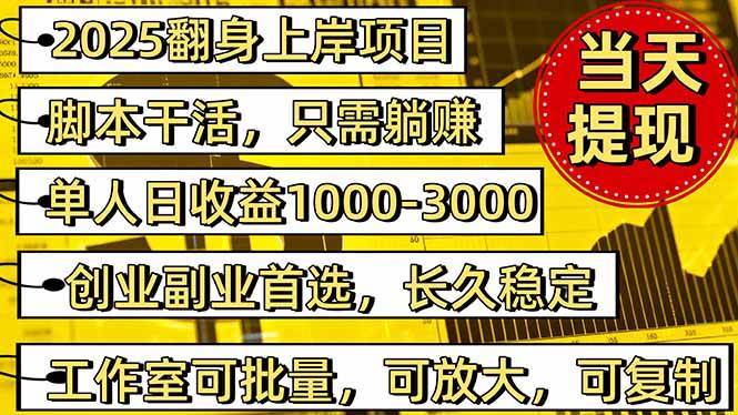 (16501期)2025翻身上岸项目脚本干活,内部客户经理内部开号,单人日收益1000-300…-九才资源网
