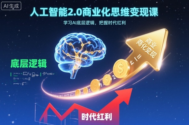 人工智能2.0商业化思维变现课,学习AI底层逻辑,把握时代红利-九才资源网
