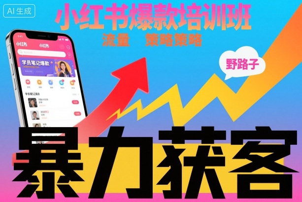 小红书爆款培训班,小红书获客野路子流量打法,暴力持续获客-九才资源网