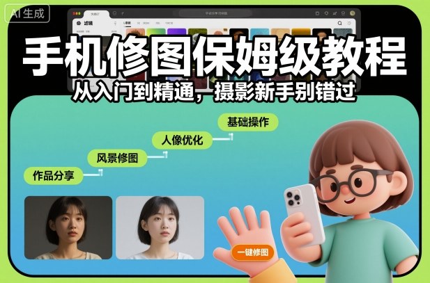 手机修图保姆级教程,从入门到精通,摄影新手别错过-九才资源网