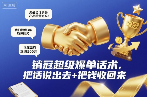 销冠超级爆单话术,把话说出去+把钱收回来-九才资源网