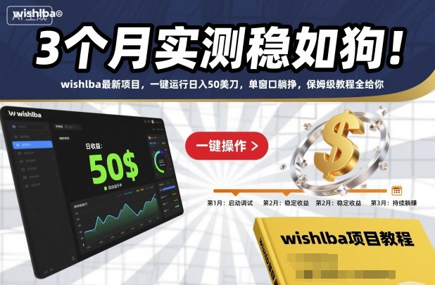 3个月实测稳如狗!wishlba最新项目,一键运行日入50美刀,单窗口躺挣,保姆级教程全给你【揭秘】-九才资源网