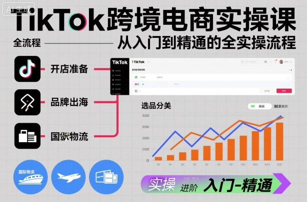 TikTok跨境电商实操课,从入门到精通的全实操流程-九才资源网