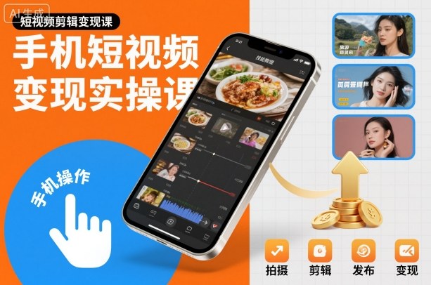 手机短视频变现实操课,短视频剪辑变现课-九才资源网
